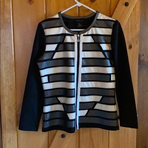 Faux leather patterned blazer